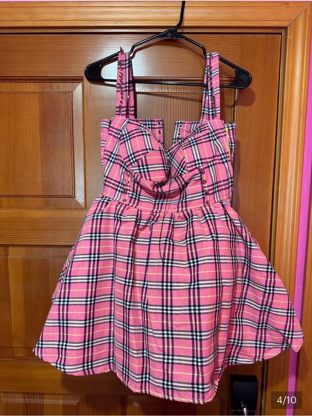 Girls Pink Plaid Fit & Flare Sundress